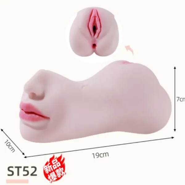 VIP42 Realistic Face Masturbator with Vaginal Opening - Lifelike Silicone
